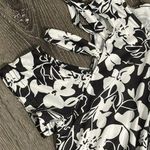 SheIn  Black & White 1/4 Zip Cold Shoulder Floral Shirt, 2XL Photo 1