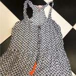 Clementina Racerback Mini Dress Pool Cover Up Geometric AOP Black White Tassels Photo 1