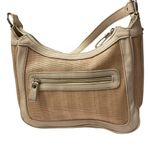 Franco Sarto  Beige Textured Hobo Shoulder Bag w/‎ Front Zip Pocket Metal Logo Photo 5