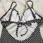 Jessica Simpson Scalloped Edge V-Wire One-Piece L Large Black White Dot New Photo 5