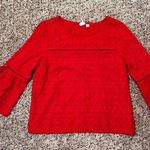 Gap Red Bell Sleeve Blouse with Ruffled 3/4 Sleeves Photo 0