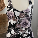 Alex Evenings  Floral Y2K Tank Top in Black and Purple Photo 0