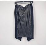 Gracia  Vegan Leather Knit Pencil Skirt Womens Sz M Black Crossover Back New Photo 1