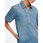 Madewell  Denim Popover Dress Robertson Wash Blue Shift Pockets Casual XS NWT Photo 4