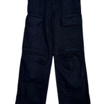 ZARA  High Rise Utility Flare Full Length 100% Cotton Jean Patch Pockets 0 Black Photo 0