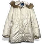 Mackage Cream Mid-length Down WOOL Leather Puffer jacket Coat with Fur Hood sz S Photo 0