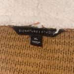 Signature Studio  Cream and Brown Vest top shawl faux suede woman’s large Photo 1