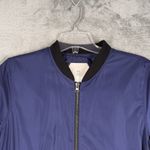 Anthropologie  Hei Hei Jacket Womens‎ Medium Blue Juneworthy Satin Bomber Jacket Photo 4