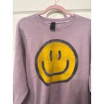 Sweet Claire Smiley Face Crew Neck Purple Oversized Sweatshirt, S/M Photo 3
