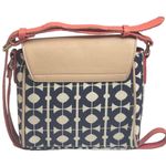 Spartina 449 ⚘ Hilton Head Tulip Crossbody Handbag ⚘ Coral Leather ⚘ Navy Print Photo 2
