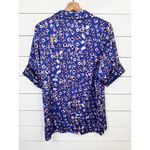Open Edit  Womens Button Up Shirt Blue Multi Abstract Cuffed Sleeve Print Size XS Photo 2