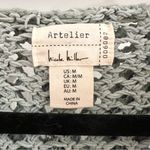 Nicole Miller Artelier Open Knit Hooded Sweater Sage Green Coastal sz Medium Photo 7