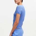 Madewell New Micro Rib Fitted Sweater Short Sleeve Tee NQ337 Celeste Blue XS Photo 2