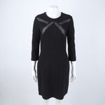 Sandro Paris Riri Mini Shift Dress Size 1 Black Lace Insert Minimalist Preppy Photo 2