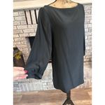 Elizabeth and James  Black Silk Long Sleeve Boat Neck Shift Dress Size M chiffon Photo 3