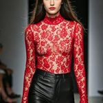 SheIn Elegant Red Lace Women's Top Photo 1