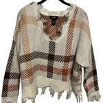 Just Polly distressed vneck cropped sweater Size L Photo 0