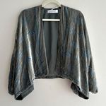 ZARA  Collection Velvet Floral Cardigan, Green/Blue, Size Medium Photo 0