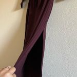 MINKPINK NWT Nora Ribbed Waist Tie Maroon Side Slit Midi Dress Size Medium Photo 4