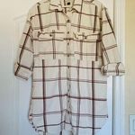 Universal Threads Universal Thread Cute Cream & Brown Plaid Flannel Dress/Shacket with Pockets | M Photo 0