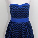 Minuet  Blue Black Formal Mini Dress NWT Size Medium Blue Strapless Prom Dress Photo 2