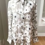 Banana Republic  Gray Striped Floral Button Down Blouse Dress Shirt Size Small Photo 0