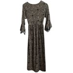 Lapogee Witchy Fall Geometric Black Tan Pattern Bell Sleeve V Photo 1