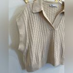 ZARA Knit Polo Collared Vest Ecru Small Boxy Fit Photo 9