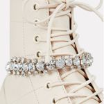 Jimmy Choo Worn Once  Calf Skin Crystal Embellished Cruz Combat Boots White Sz 37 Photo 5