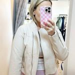 BLANK NYC  Faux Leather Long Sleeve Crop Asymmetric Full Zip Moto Jacket Cream M Photo 0