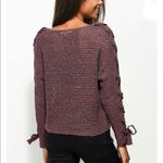 Rewind Dolman Loose Knit Lace Up Sleeve Sweater L Photo 3