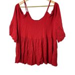 Torrid Red Rayon Crepe Bell Sleeve Cold Shoulder Top Women's 3 3X 22-24 Photo 1