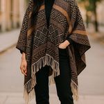 Boutique Women’s Viscose Boho Western Fringe Cozy Poncho OS Photo 0