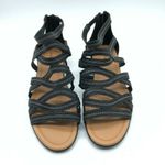 Comfortview  Kim Sandals Strappy Faux Leather Zipper Open Toe Black Size 10 Photo 1