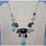 Loft NWT Shades of Blue Drop Dangle Beaded Statement Necklace 20" Collar Bib Photo 1