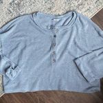 By Together  Light Blue Knit Cropped Boxy Henley Sweater M Photo 0