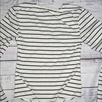 Pilcro  Black and White Striped V-Neck Bodysuit Photo 6
