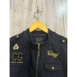 COOGI Women's Black Bomber Jacket Gold Embroidery Size Small Casual Zip-Up Photo 3