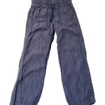 Athleta 100% Linen Wide-Leg Pull-On Textured Pants Pockets Purple Blue size 6 Photo 0