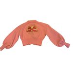 Seka Art Women's Pink Floral Crop Cardigan with Bishop Sleeves M Photo 1