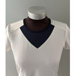 Lucky In Love Shirt Womens Large White Navy Performance Split Back Tennis Golf Photo 1