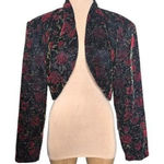 Rampage Vintage 1990s Deadstock Black & Red Floral Velvet Bolero Jacket Size 11 Photo 0