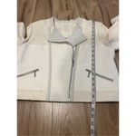 Chico's NWT defects Asymmetrical Moto Jacket Ivory Wheat Fabric Mix sz 1 M Photo 6