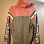 Bobbie Brooks Gray and Pink Raglan Sweatshirt Hoodie SZ XL Lightweight Pullover Photo 5