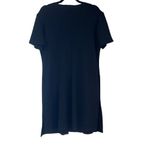 Black Textured Knit Short Sleeve One Button Front Mini Dress Large LBD Workwear Photo 1