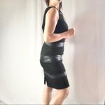 Lafayette 148 Genuine Leather Trim Ponte Sheath Dress Size 6 Black Photo 2