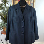 Evan Picone Evan-Picone Woman Plus 22W Jacket 4 Pockets Lapel Notch Collar Blue Long Sleeve Photo 0