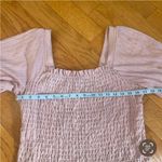 We The Free Free People jersey lilac top blouse elastic body puff sleeves Sz XL Photo 3
