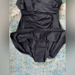One Piece Soma black shirred  swim dress, size small medium Photo 1