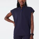 FIGS  Rafaela Oversized Scrub Top Technical Collection Medium Navy Blue Medical Photo 0